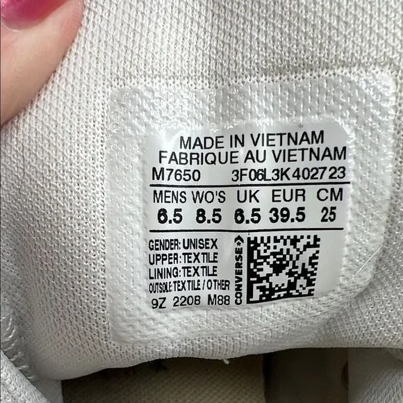 Converse White Textile Unisex Sneakers M6.5W8.5 - Picture 2 of 6